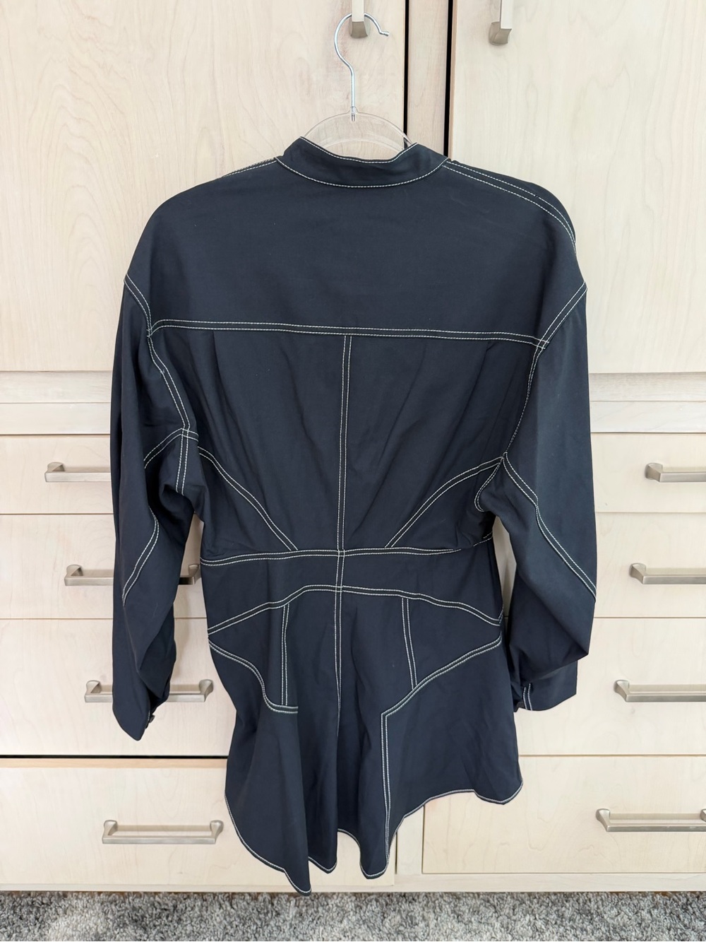 STAUD Navy Mini Dress with Contrast Stitching - Picture 5 of 6